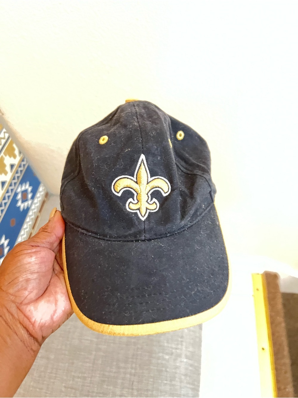 Black and Gold Fleur-de-Lis Baseball Cap - Team Style